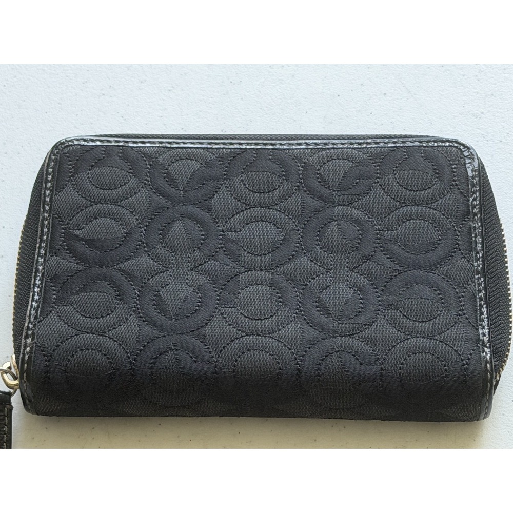 Vintage Coach Signature Stitch Black Op Art Stitched Wallet Card Holder - Picture 9 of 16